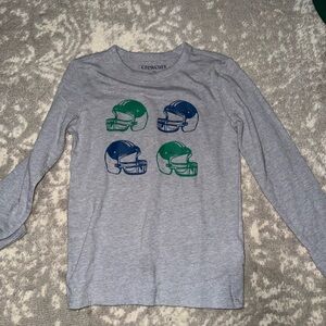 Crewcuts Gray Long Sleeve Shirt with Blue and Green Helmets